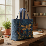 Borsa Trapuntata con Libellula Dorata Ricamata