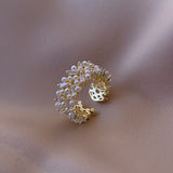 Anello Premium con Perle a Foglia