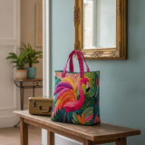 Borsa Tote Imbottita a Forma di Fenicottero Arcobaleno