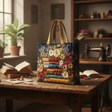 Borsa Tote con Stampa Floreale Artigianale