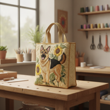 Borsa Tote con Motivo Floreale per Pastore Tedesco