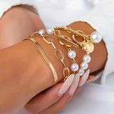 Set di Bracciali di Perle a Strati di Lusso