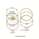 Set di 6 Braccialetti in Oro e Perle