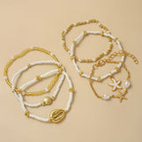 Set di 6 Braccialetti in Oro e Perle