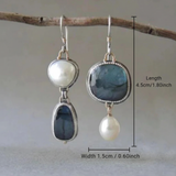 Orecchini Vintage in Pietra Blu e Perla