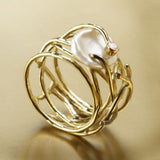 Samira - Anello Sottile in Oro e Perla