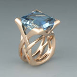 Anello in Zirconia Blu Rosa Vintage
