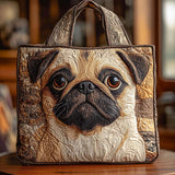 Borsa Tote con Ritratto di Pug Classico