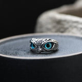 Anello regolabile gufo della fortuna in argento e opale