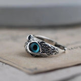 Anello regolabile gufo della fortuna in argento e opale
