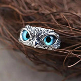 Anello regolabile gufo della fortuna in argento e opale