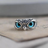 Anello regolabile gufo della fortuna in argento e opale