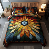 Set di Biancheria da Letto Trapuntato 3 Pezzi Girasole Radiante