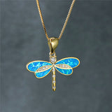 Collana a Libellula in Oro con Opale