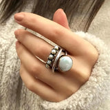 Set di Anelli con Perle Stratificate