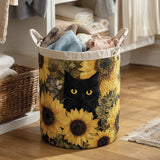 Cesto per la Biancheria Gatto Nero con Girasole