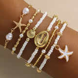 Set di 6 Braccialetti in Oro e Perle