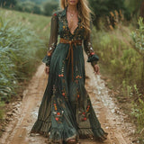 Catherine | Women's Floral Embroidered Maxi Dress
