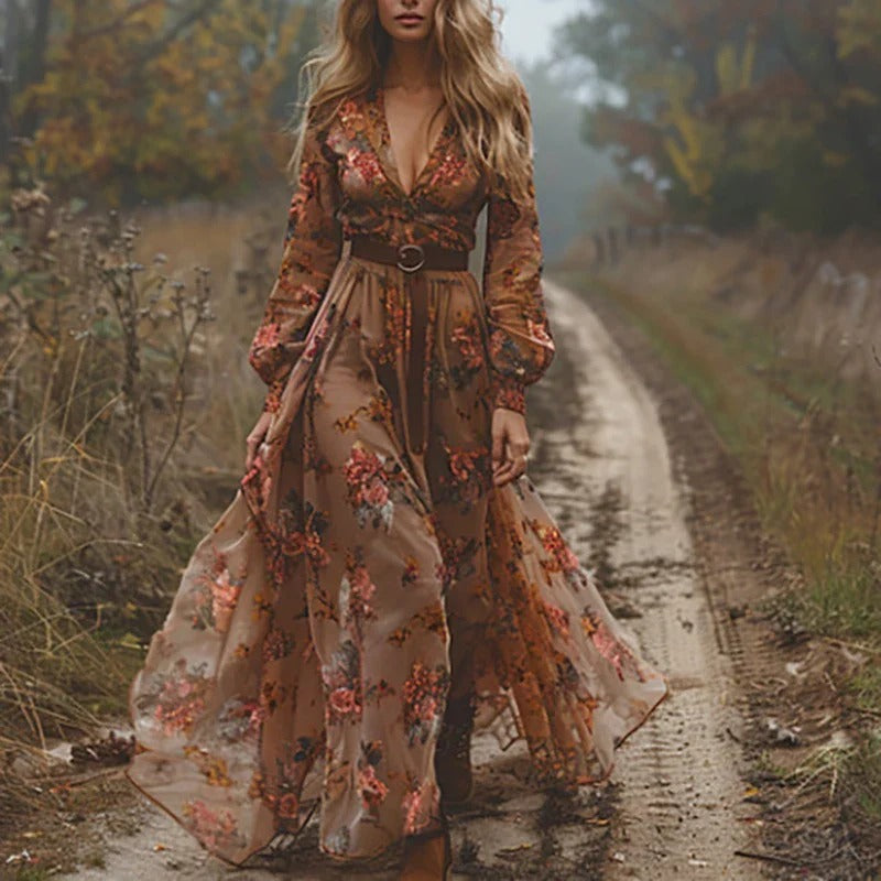 Catherine | Women's Floral Embroidered Maxi Dress