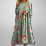 Cecilia | Women's Floral Cotton Three Quarter Sleeve Maxi Dress