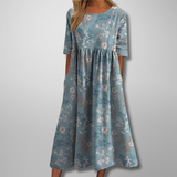 Cecilia | Women's Floral Cotton Three Quarter Sleeve Maxi Dress