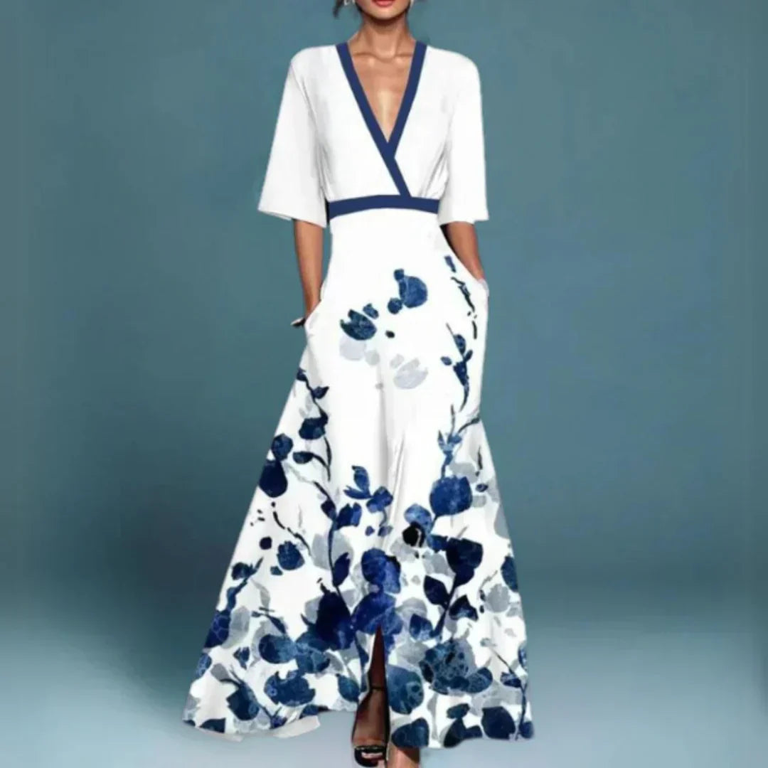 Celeste | Women's Embroidered V Neck Maxi Dress