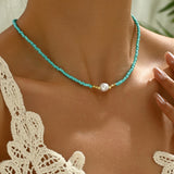 Collana Minimal in Turchese e Perle