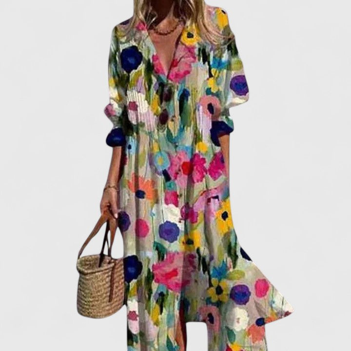 Emily | Women's Printed Midi Shirt Dress