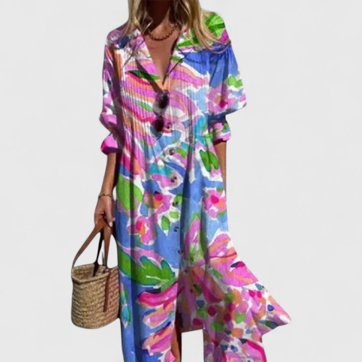 Emily | Women's Printed Midi Shirt Dress