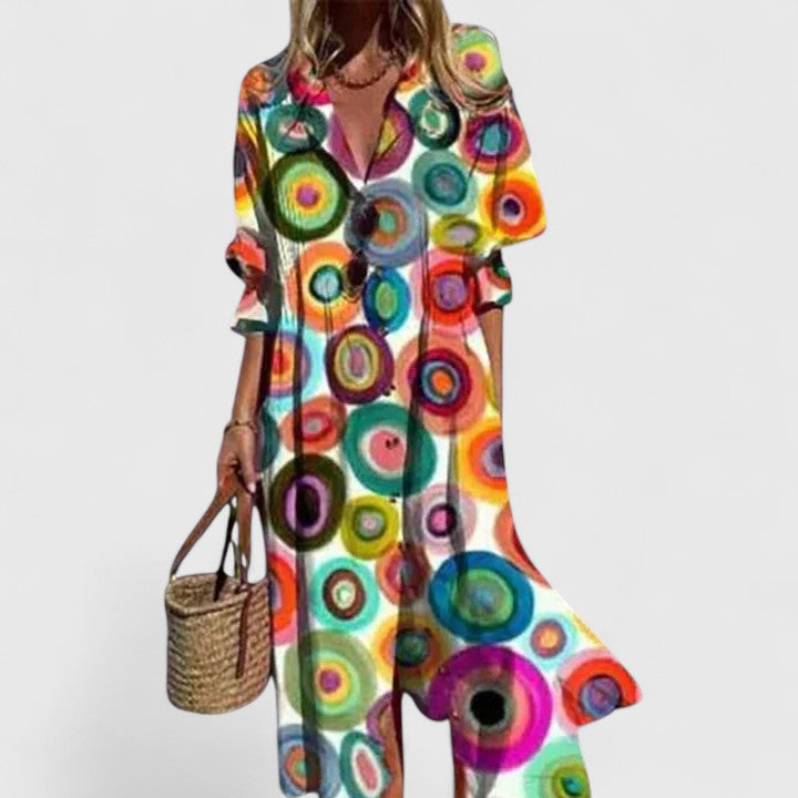 Emily | Women's Printed Midi Shirt Dress
