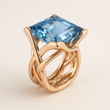 Anello in Zirconia Blu Rosa Vintage