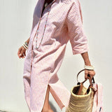 Florence | Women's Striped Cotton Maxi Dress