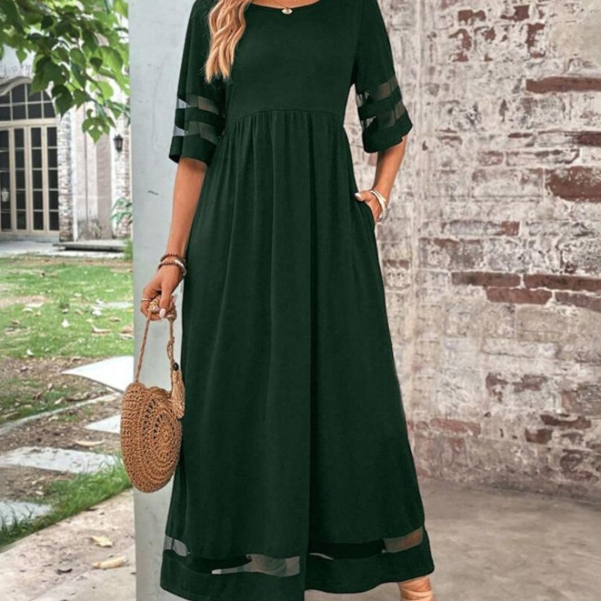Grace | Women's Mesh Panel Maxi Dress