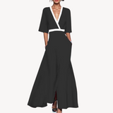 Hazel | Women's Deep V Neck Maxi Dress