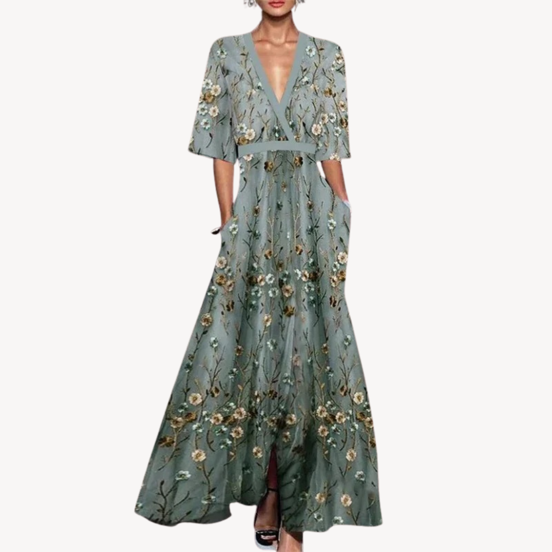 Hazel | Women's Deep V Neck Maxi Dress