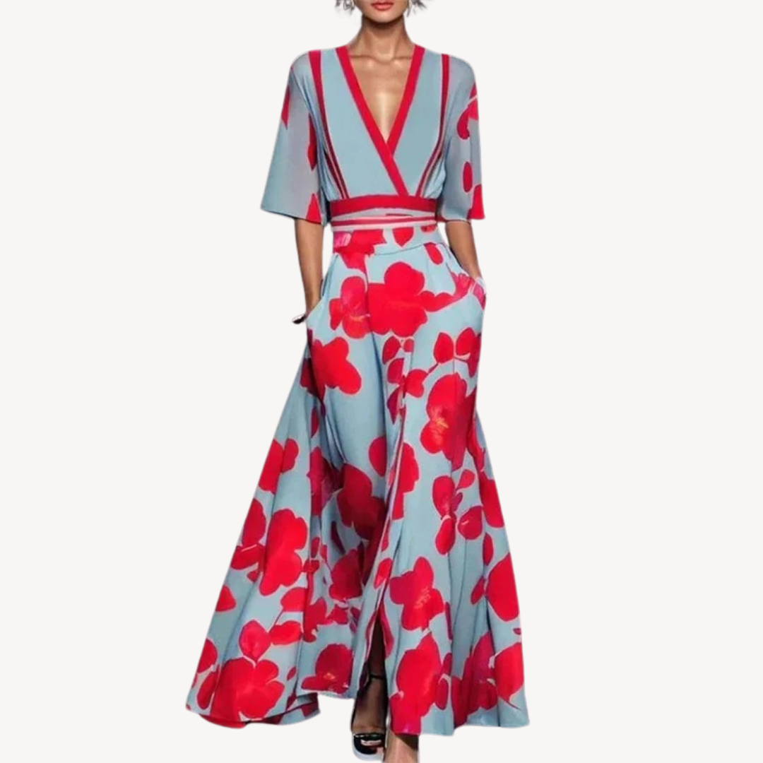 Hazel | Women's Deep V Neck Maxi Dress