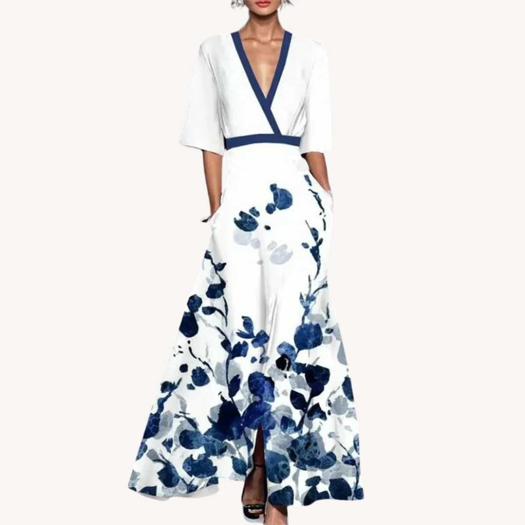 Hazel | Women's Deep V Neck Maxi Dress