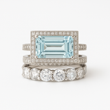 Set di Anelli in Vetro Turchese e Argento Vintage