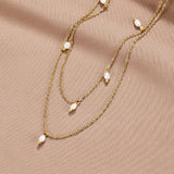 Collana a strati con goccia di perla Kay