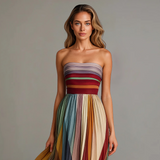 Lydia | Women's Strapless Pleated Maxi Dress