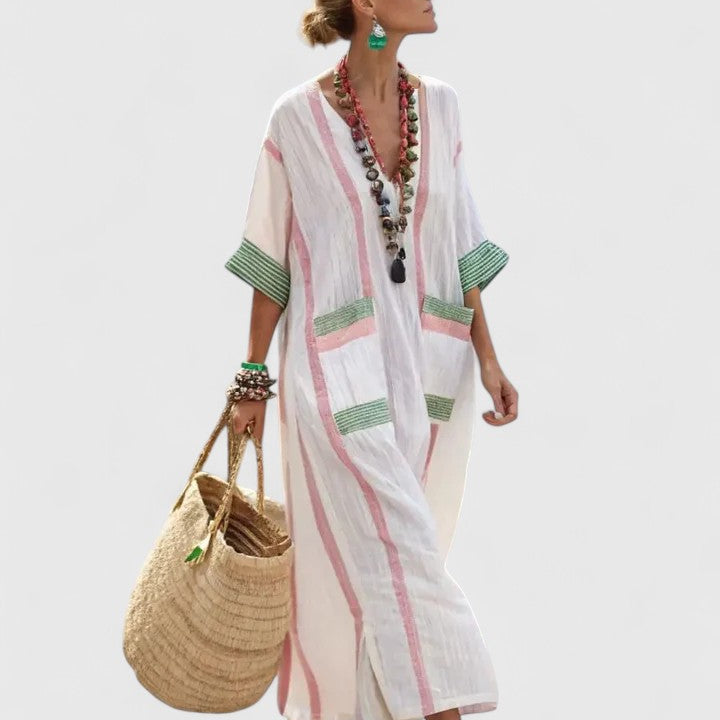 Molly | Women's Striped Linen Maxi Dress