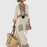 Molly | Women's Striped Linen Maxi Dress