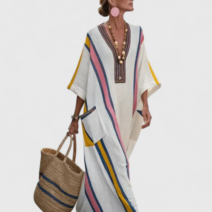 Molly | Women's Striped Linen Maxi Dress