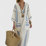 Molly | Women's Striped Linen Maxi Dress