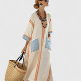 Molly | Women's Striped Linen Maxi Dress