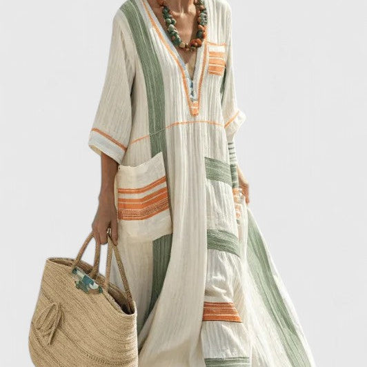 Molly | Women's Striped Linen Maxi Dress