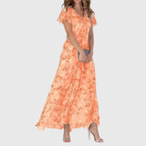 Natalie | Women's Floral Chiffon Wrap Maxi Dress