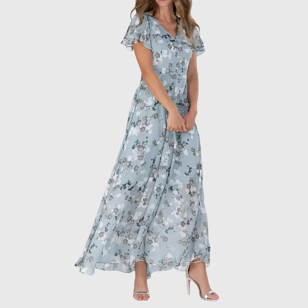 Natalie | Women's Floral Chiffon Wrap Maxi Dress
