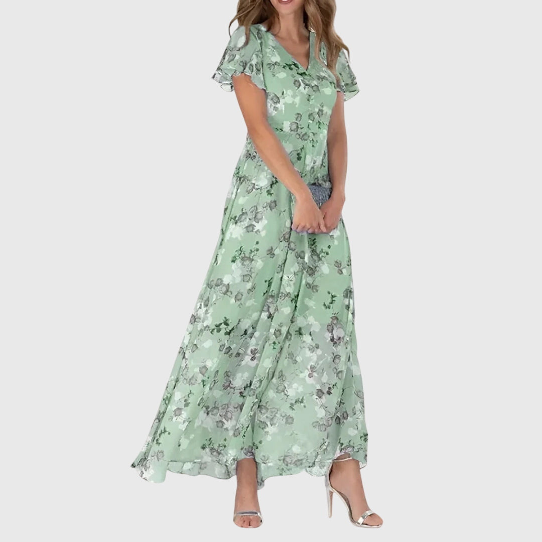 Natalie | Women's Floral Chiffon Wrap Maxi Dress