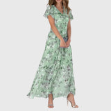 Natalie | Women's Floral Chiffon Wrap Maxi Dress